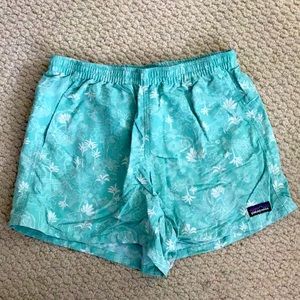 PATAGONIA- S Baggie Shorts, teal with thin designs